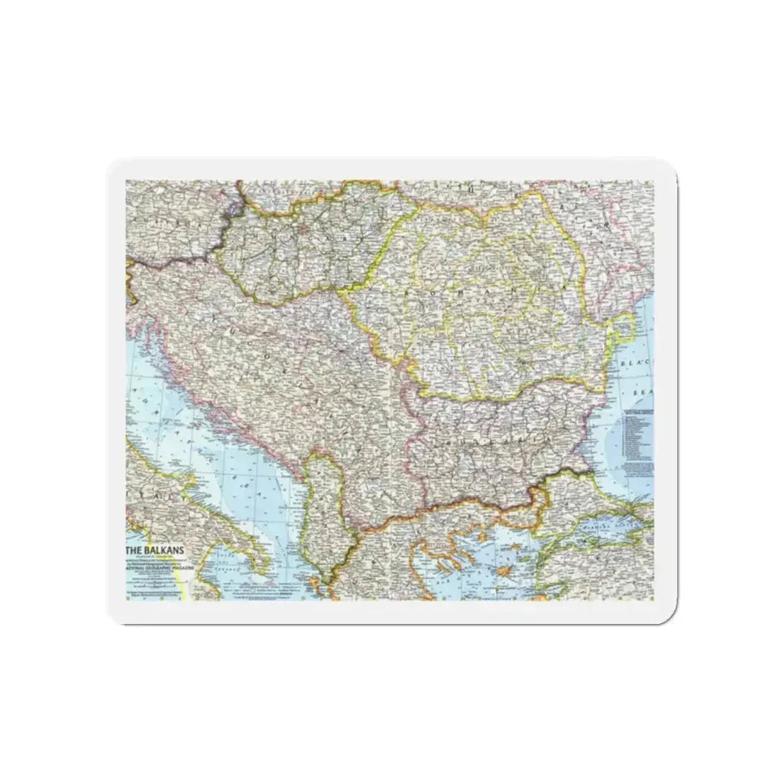 Europe - The Balkans (1962) (Map) Refrigerator Magnet 2 Inch - The Sticker Space