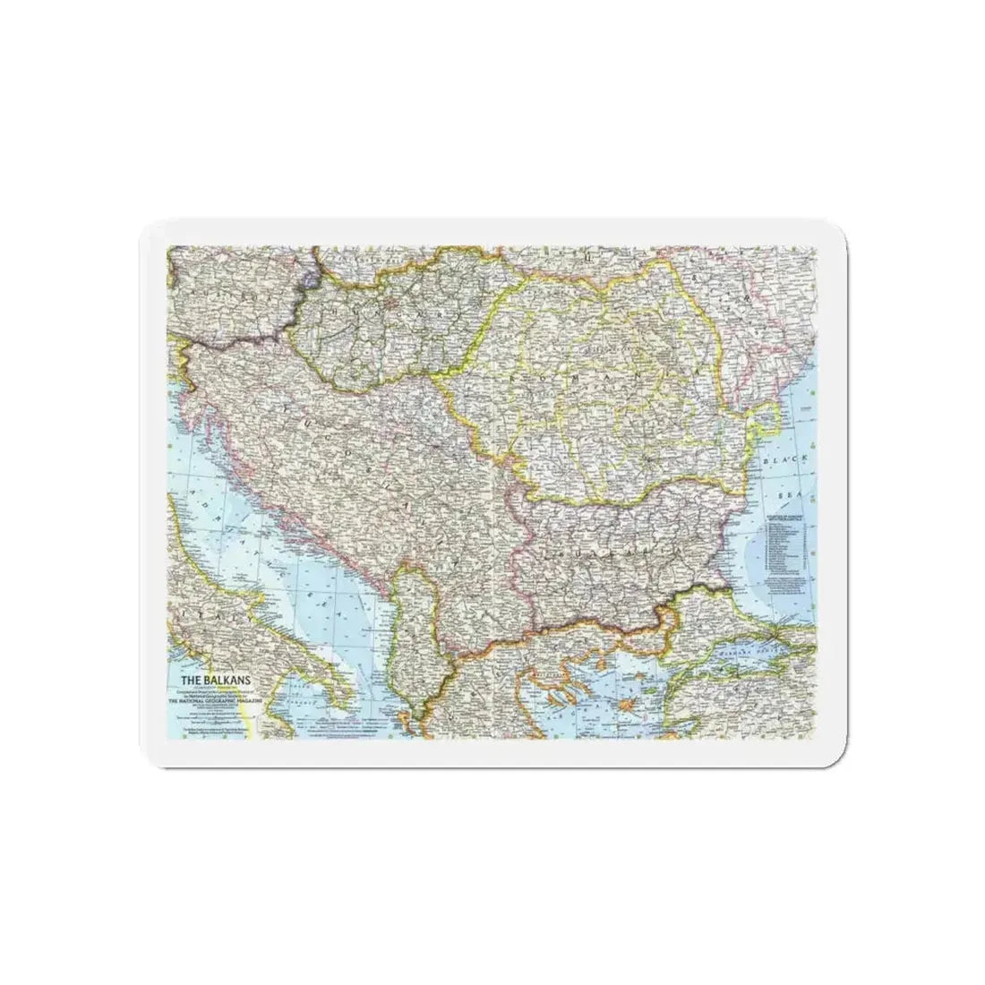 Europe - The Balkans (1962) (Map) Refrigerator Magnet 4 Inch - The Sticker Space