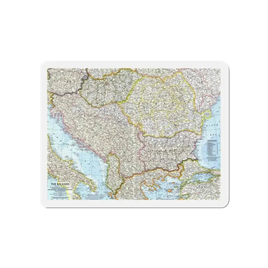 Europe - The Balkans (1962) (Map) Refrigerator Magnet - The Sticker Space