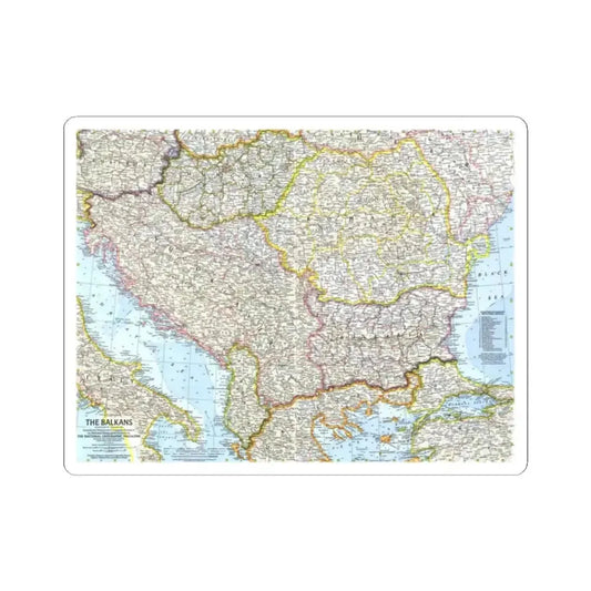 Europe - The Balkans (1962) (Map) STICKER Vinyl Kiss-Cut Decal 2 Inch White - The Sticker Space