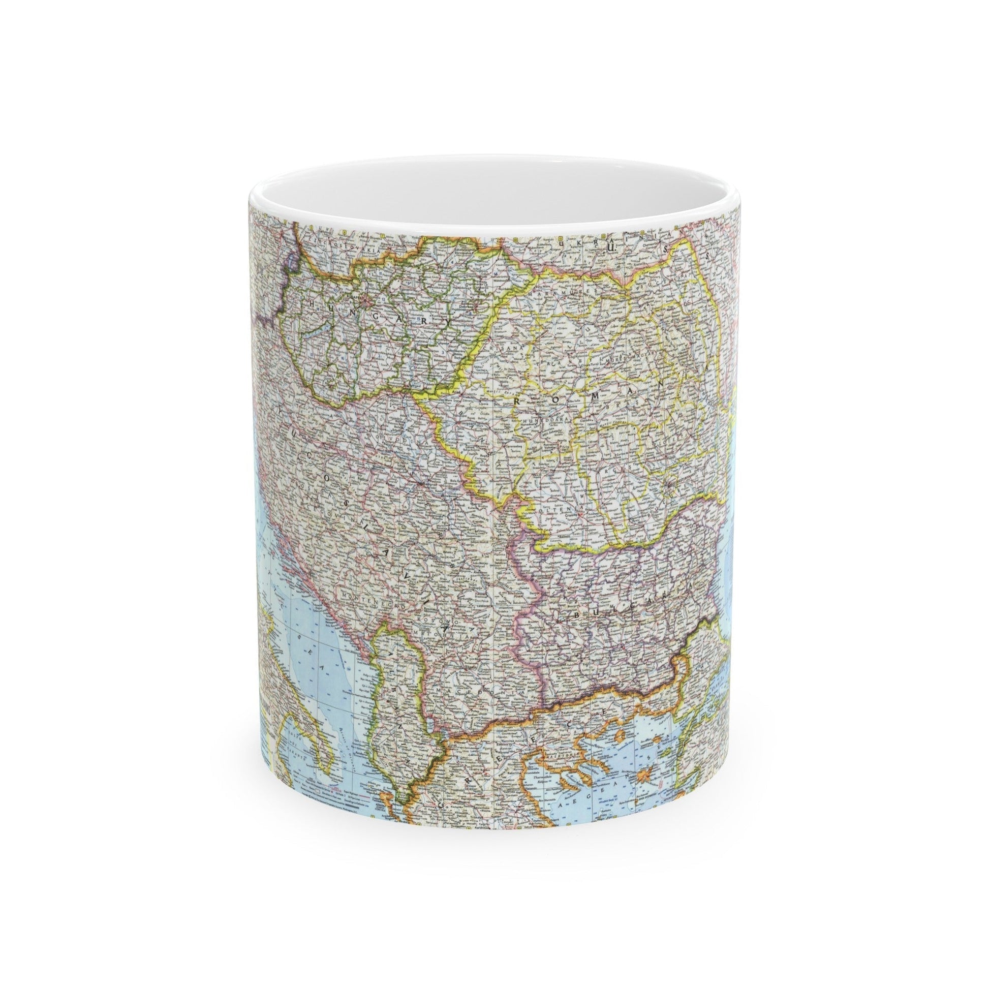 Europe - The Balkans (1962) (Map) White Coffee Mug-11oz-The Sticker Space