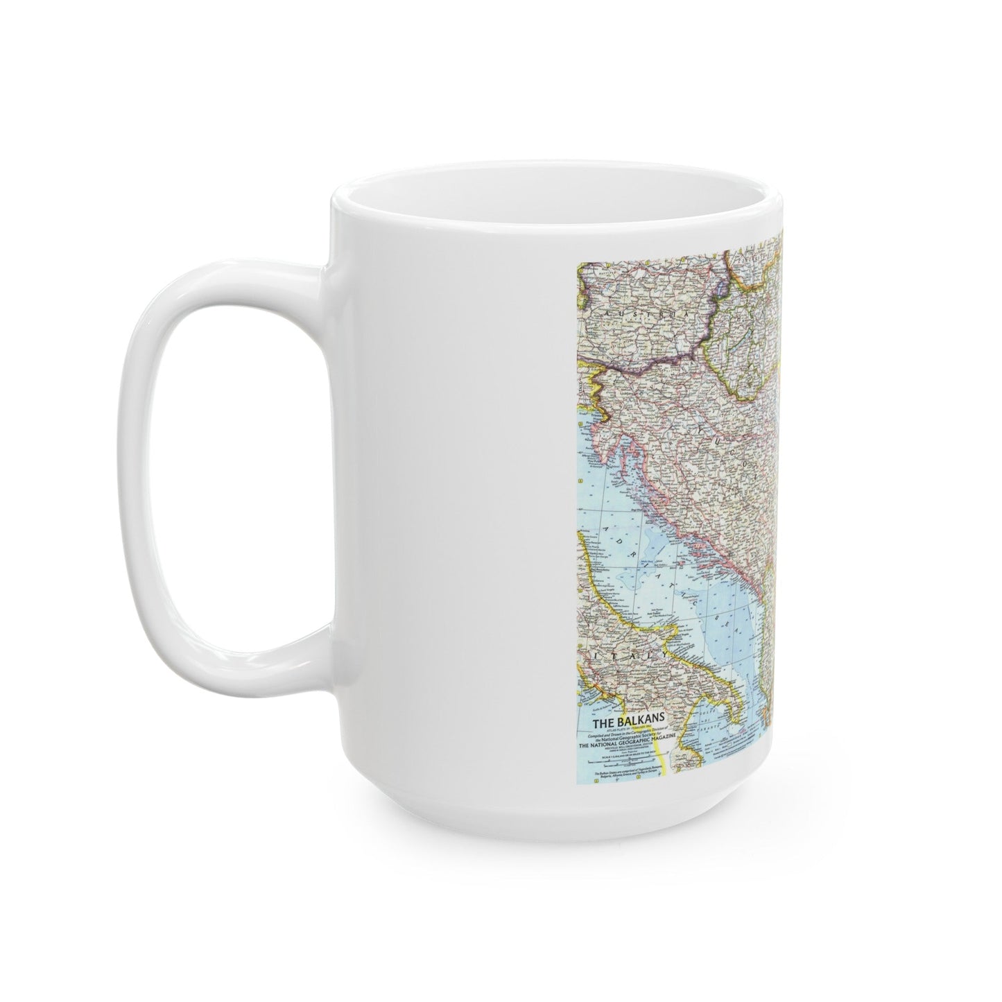 Europe - The Balkans (1962) (Map) White Coffee Mug-The Sticker Space