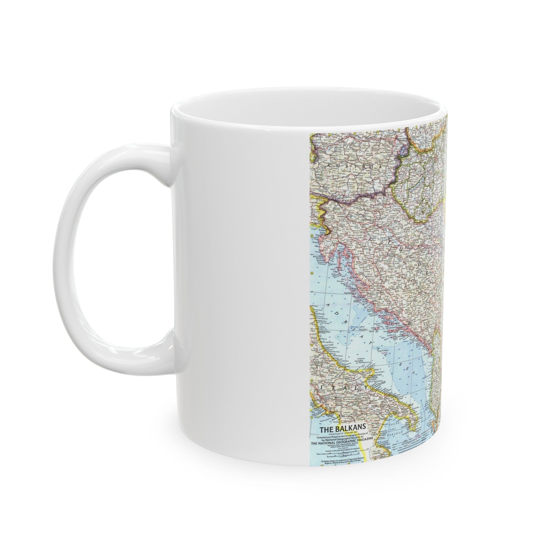 Europe - The Balkans (1962) (Map) White Coffee Mug-The Sticker Space