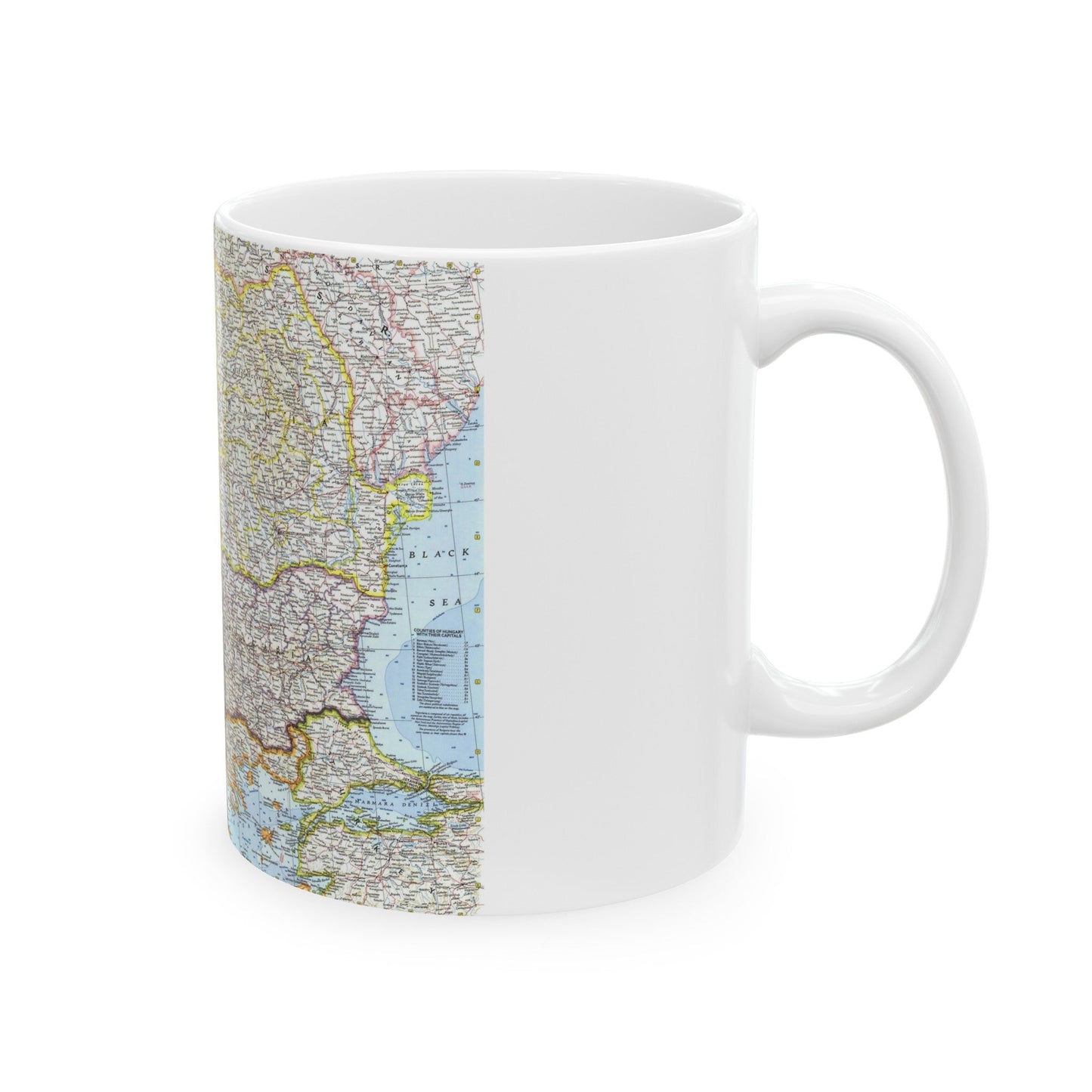 Europe - The Balkans (1962) (Map) White Coffee Mug-The Sticker Space