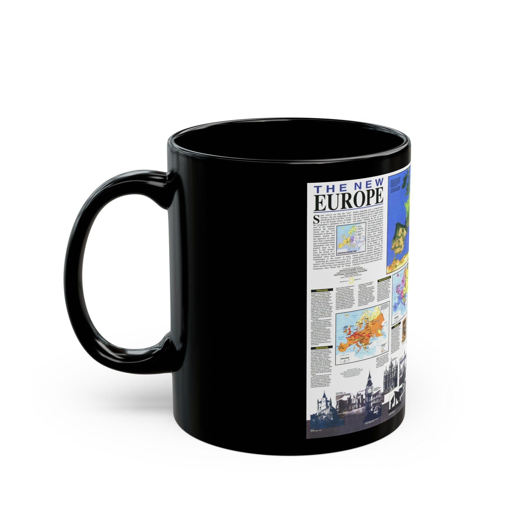 Europe, The New (1992) (Map) Black Coffee Mug-The Sticker Space