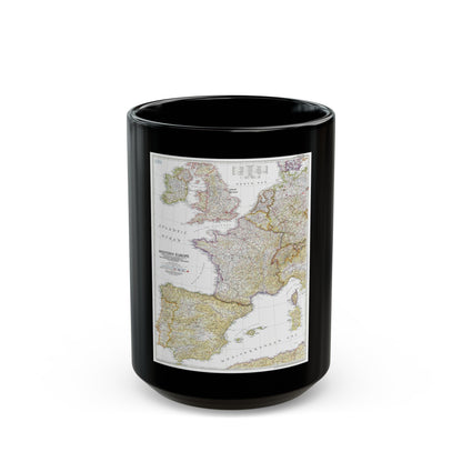 Europe, Western (1950) (Map) Black Coffee Mug-15oz-The Sticker Space