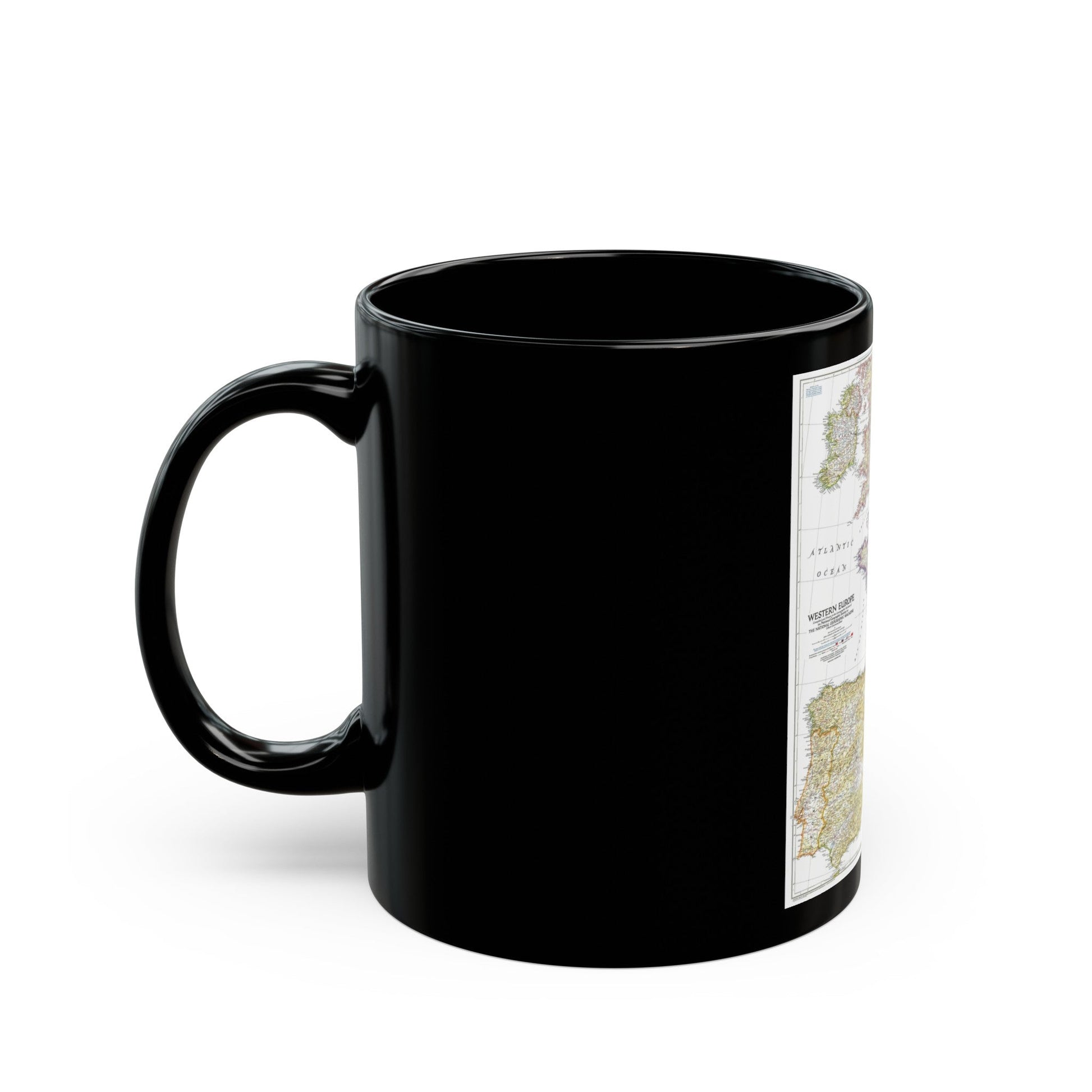 Europe, Western (1950) (Map) Black Coffee Mug-The Sticker Space