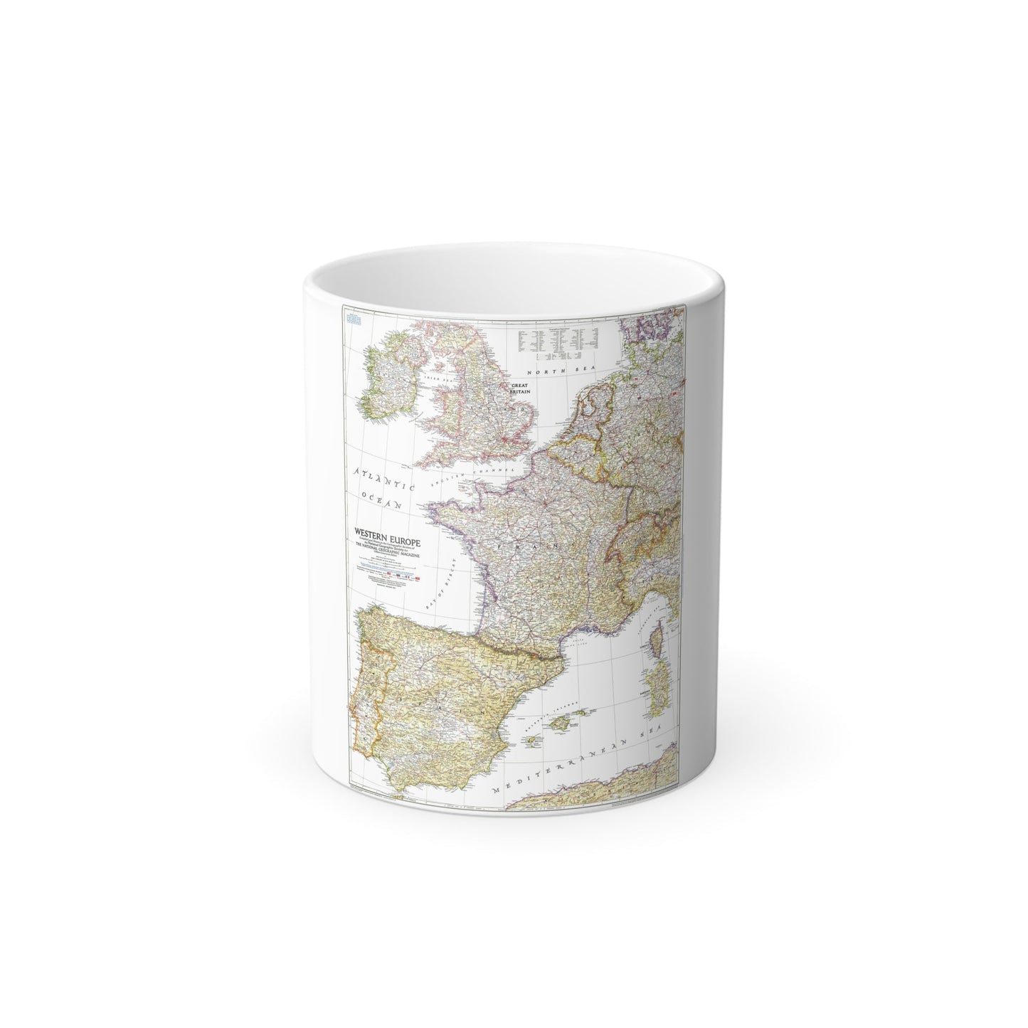 Europe, Western (1950) (Map) Color Changing Mug 11oz-11oz-The Sticker Space