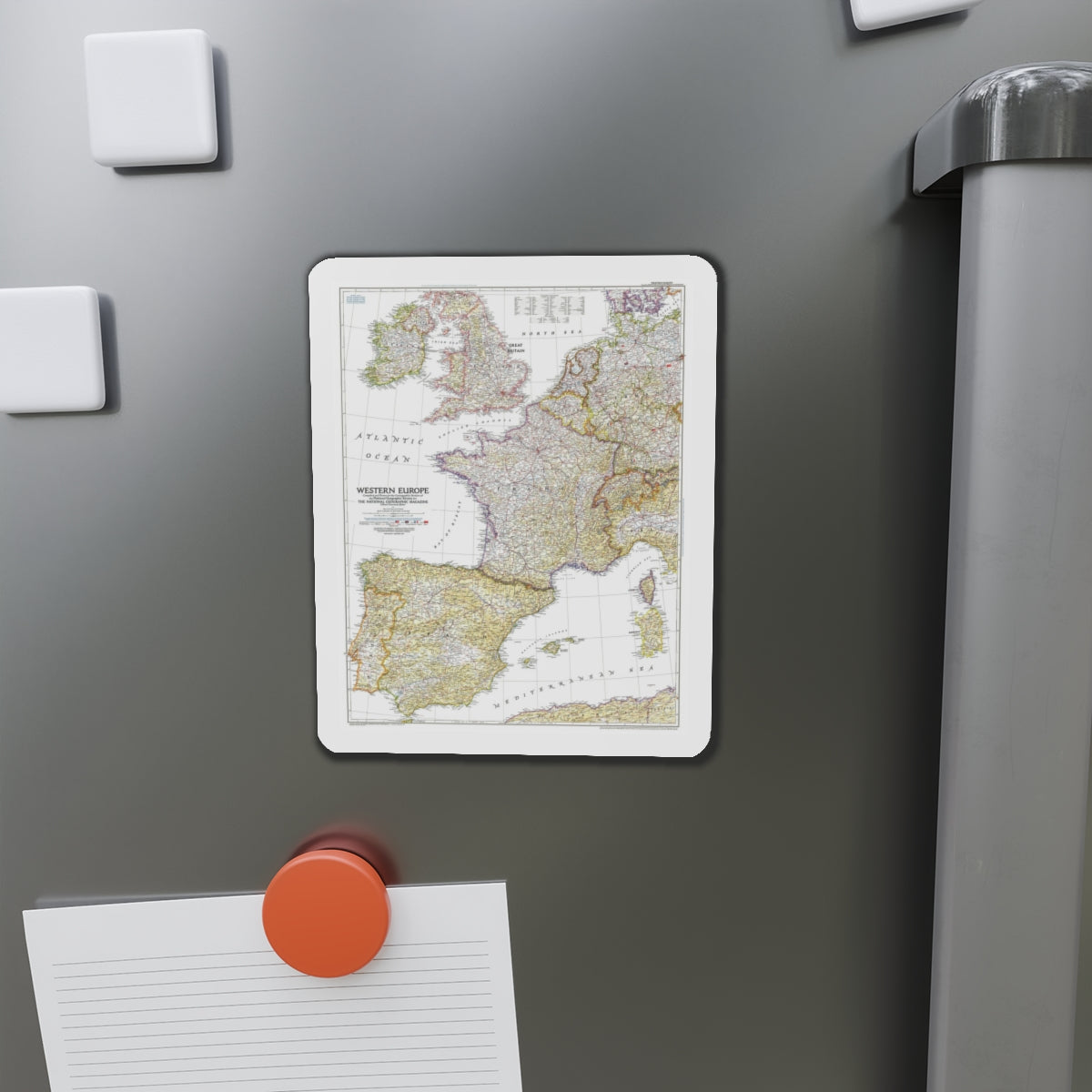 Europe, Western (1950) (Map) Refrigerator Magnet-The Sticker Space