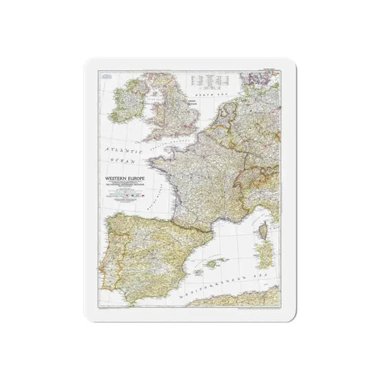 Europe, Western (1950) (Map) Refrigerator Magnet 6 Inch - The Sticker Space