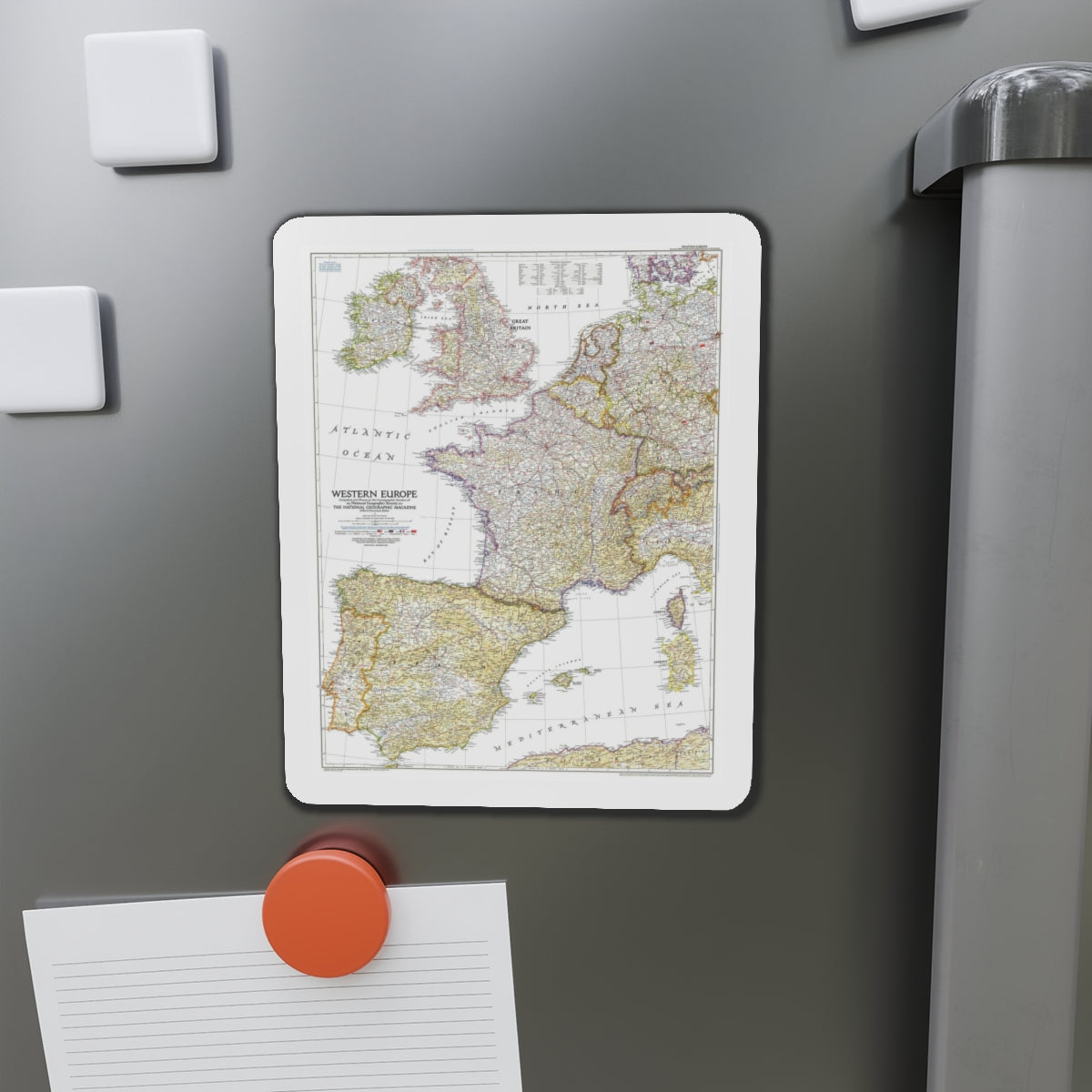 Europe, Western (1950) (Map) Refrigerator Magnet-The Sticker Space