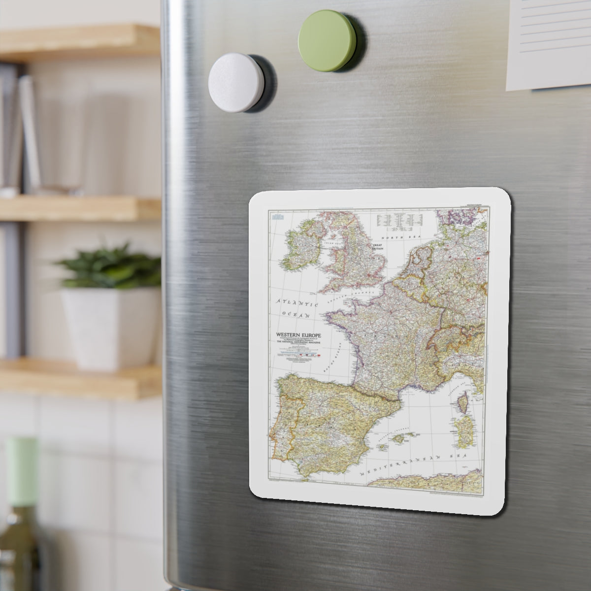 Europe, Western (1950) (Map) Refrigerator Magnet-The Sticker Space