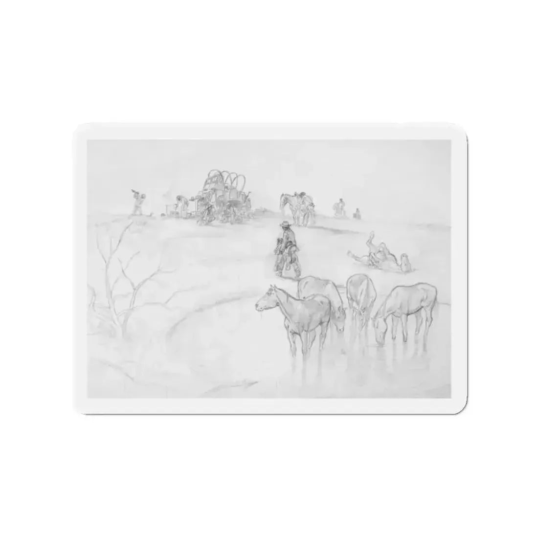 Evening Camp (Magazine Illustration) Refrigerator Magnet 2 Inch Die-Cut - The Sticker Space