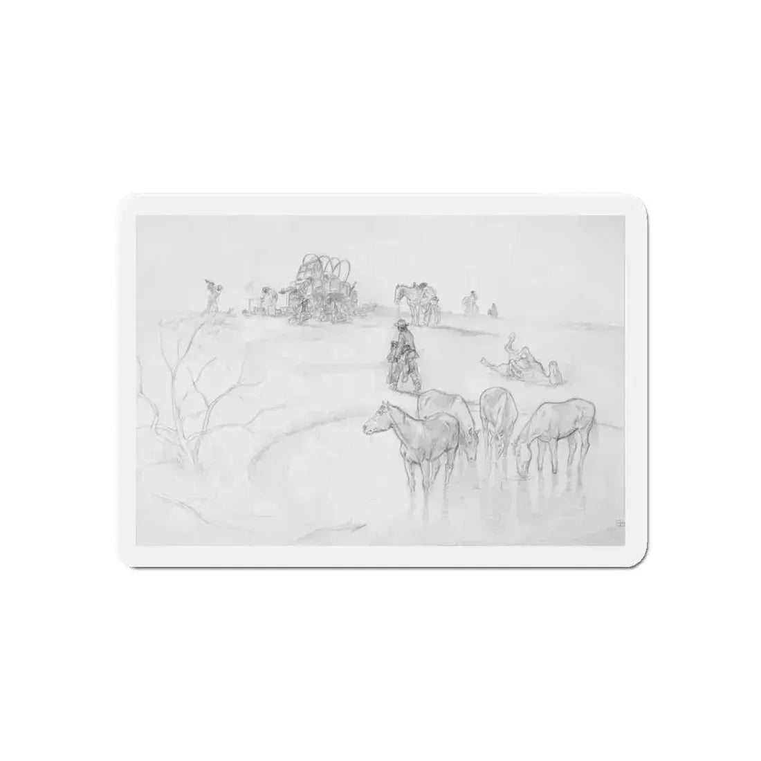 Evening Camp (Magazine Illustration) Refrigerator Magnet 6 Inch Die-Cut - The Sticker Space