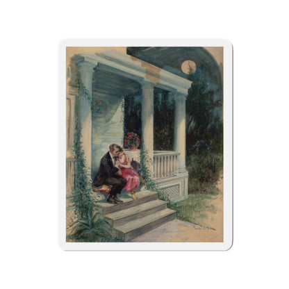 Evening on the Porch, magazine story illustration (Magazine Illustration) Refrigerator Magnet-2" x 2"-The Sticker Space