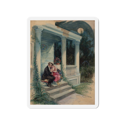 Evening on the Porch, magazine story illustration (Magazine Illustration) Refrigerator Magnet-3" x 3"-The Sticker Space