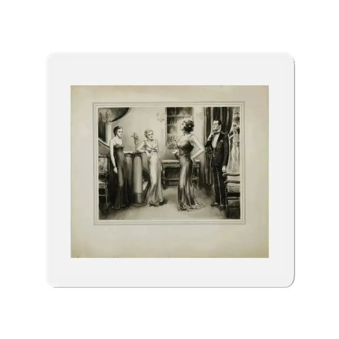 Evening Party (Magazine Illustration) Refrigerator Magnet - The Sticker Space