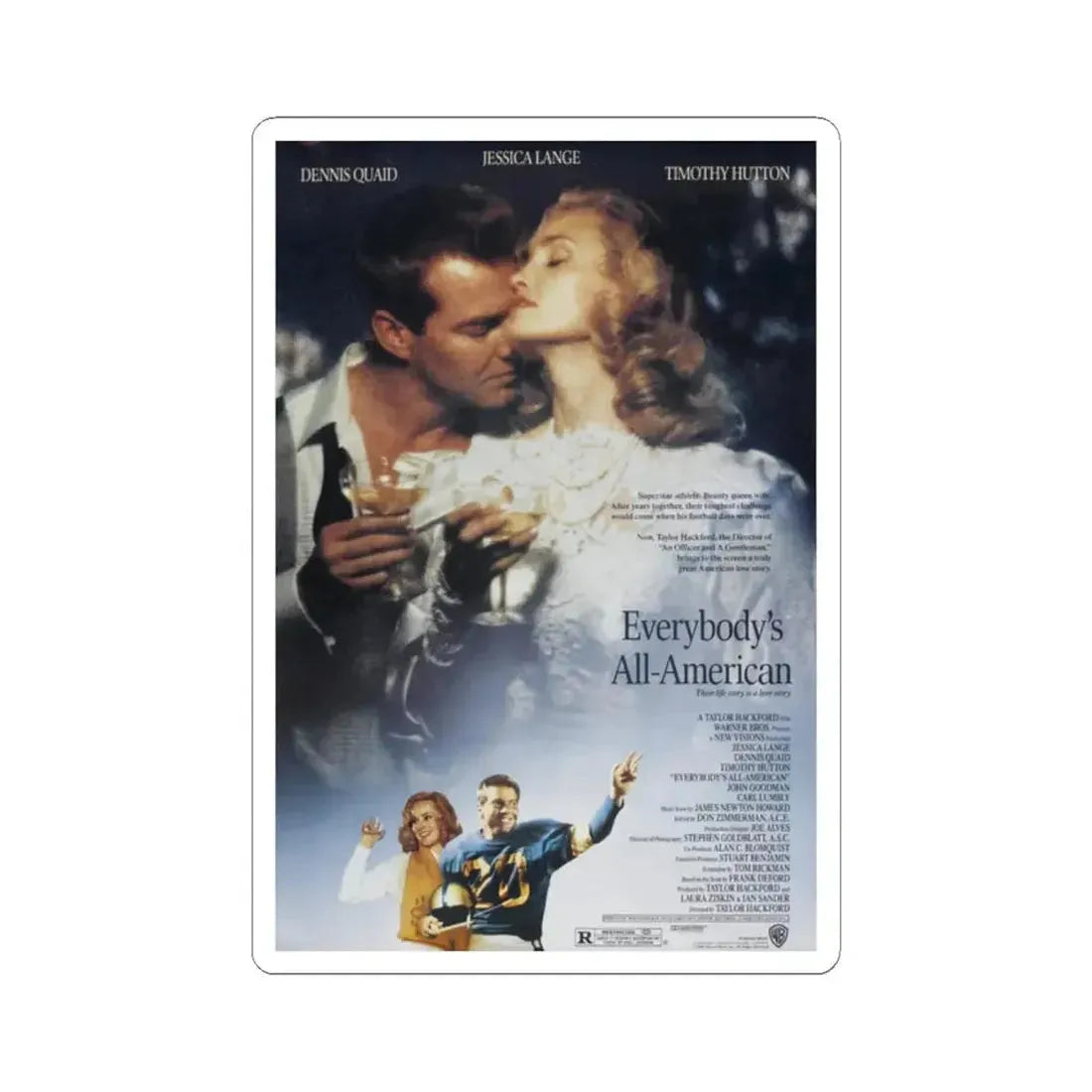Everbody's All American 1988 Movie Poster - STICKER Vinyl Kiss-Cut Decal 2 Inch White - The Sticker Space