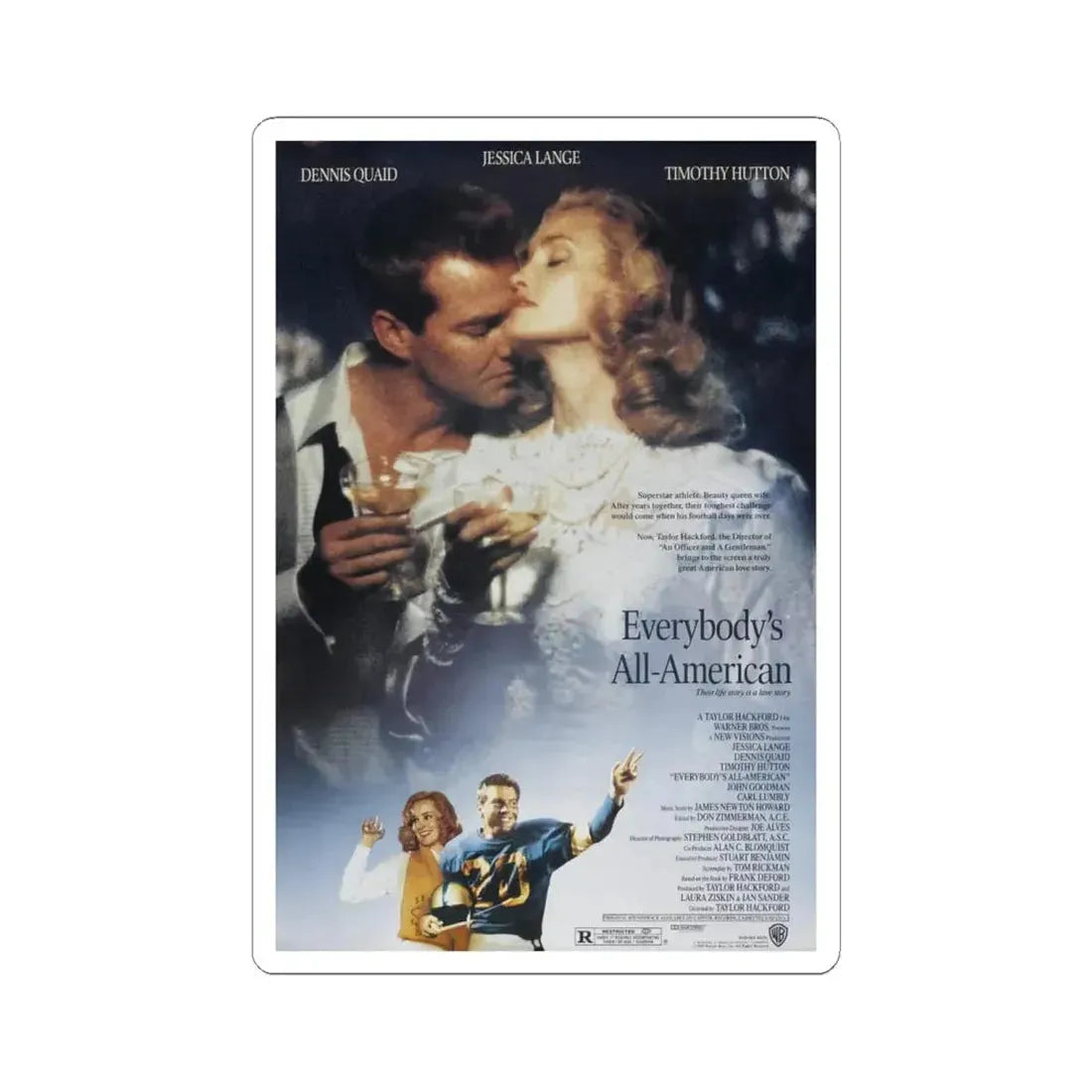 Everbody's All American 1988 Movie Poster - STICKER Vinyl Kiss-Cut Decal 6 Inch White - The Sticker Space