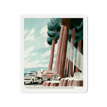 Every Scrap of Wood, 1949 (Magazine Illustration) Refrigerator Magnet-2" x 2"-The Sticker Space