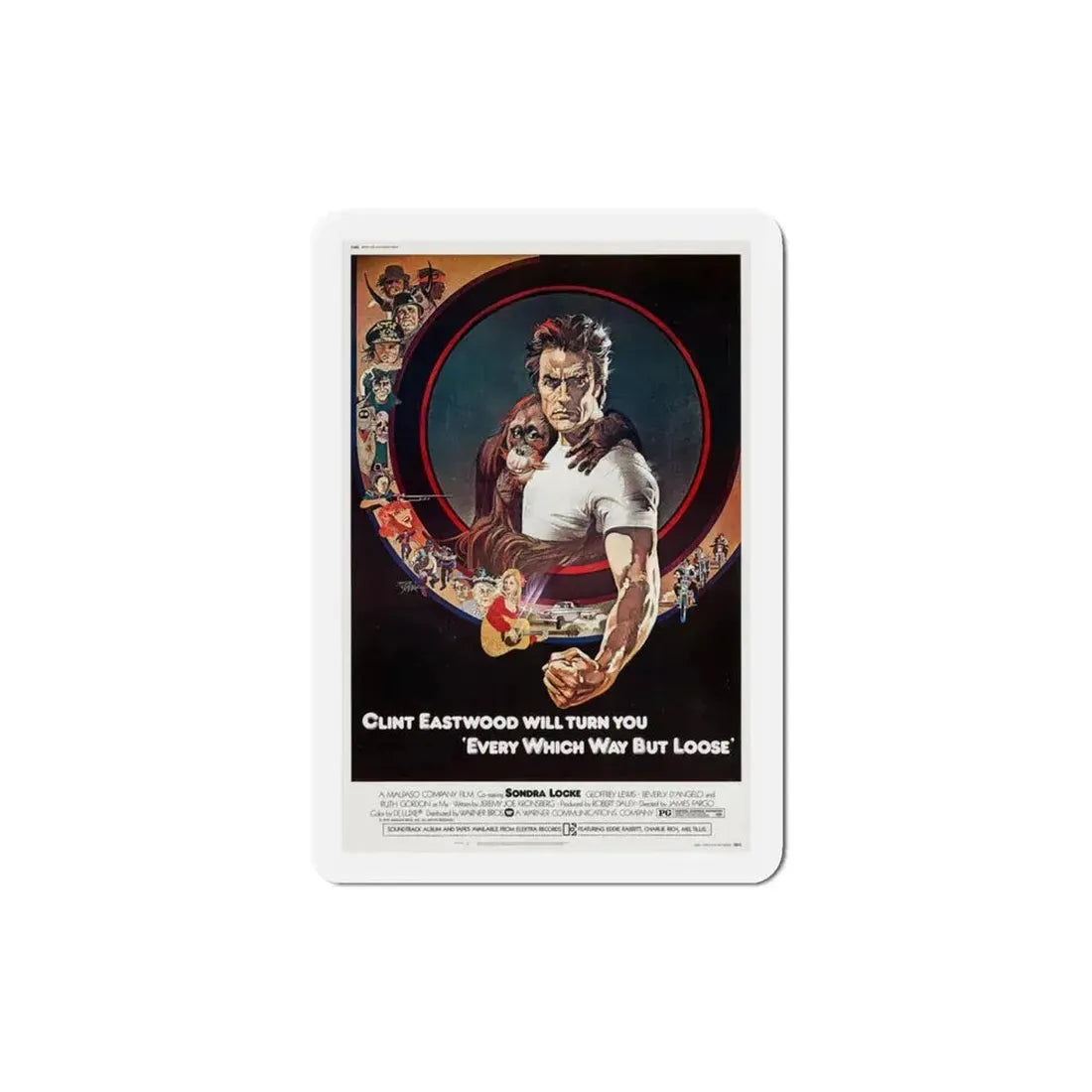 Every Which Way But Loose 1978 Movie Poster Refrigerator Magnet 3 Inch - The Sticker Space