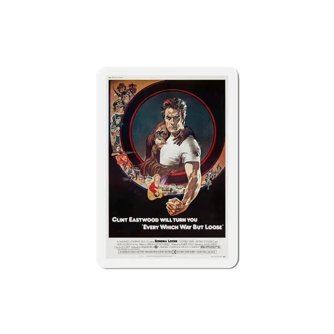 Every Which Way But Loose 1978 Movie Poster Refrigerator Magnet 4 Inch - The Sticker Space