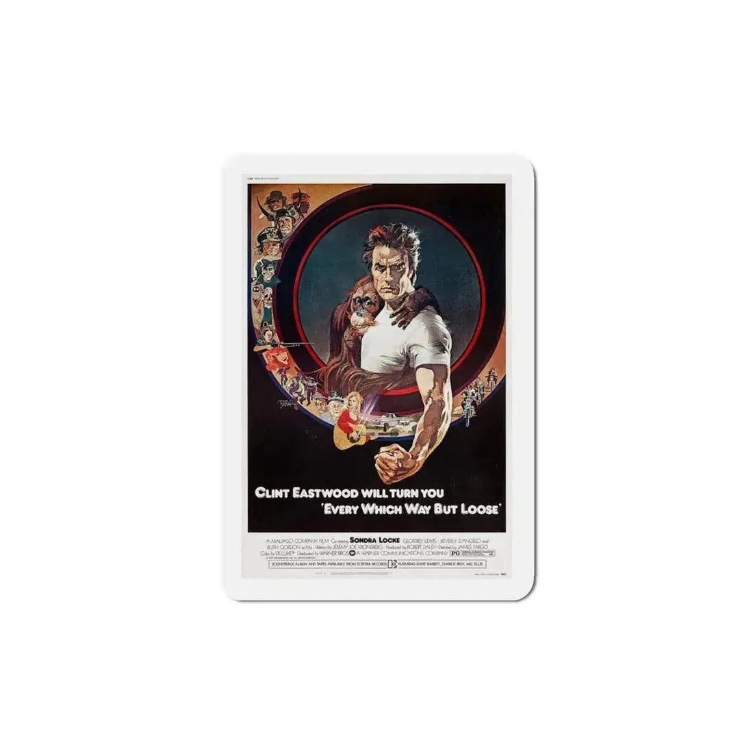 Every Which Way But Loose 1978 Movie Poster Refrigerator Magnet 5 Inch - The Sticker Space