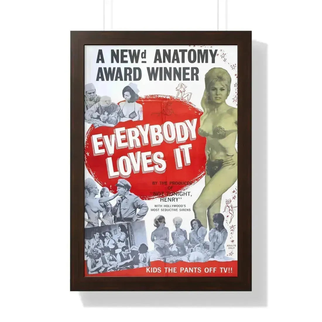 EVERYBODY LOVES IT 1964 - Framed Movie Poster 16″ x 24″ Walnut - The Sticker Space