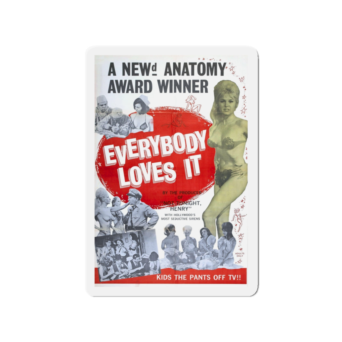 EVERYBODY LOVES IT 1964 Movie Poster - Die-Cut Magnet-3" x 3"-The Sticker Space