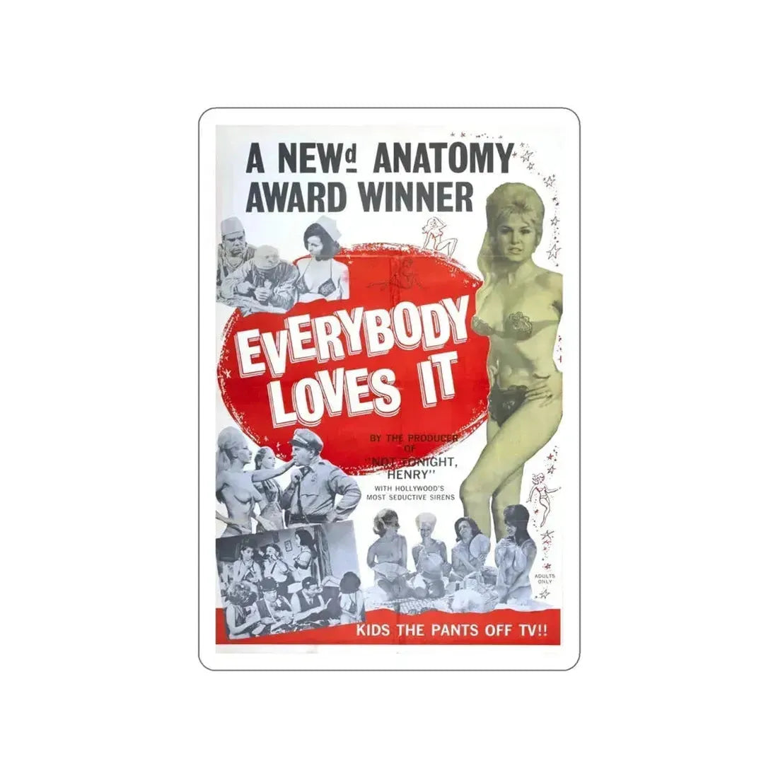 EVERYBODY LOVES IT 1964 Movie Poster STICKER Vinyl Die-Cut Decal 4 Inch - The Sticker Space