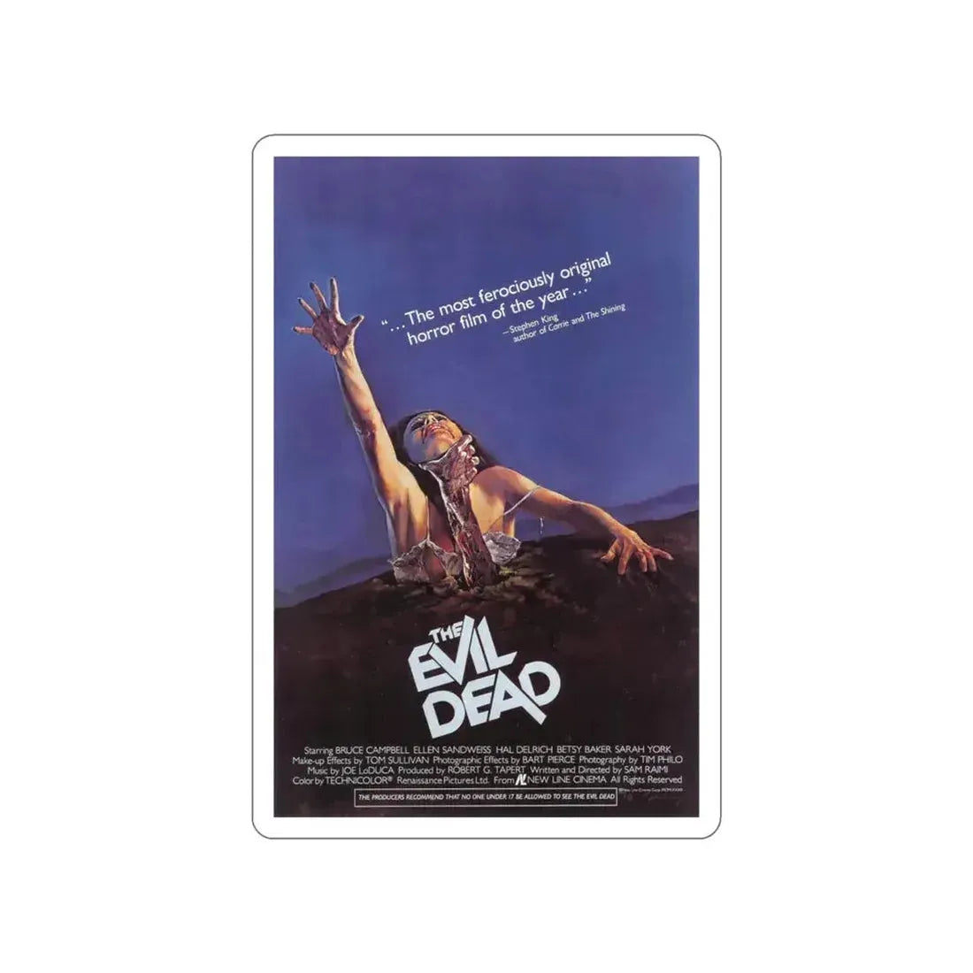 EVIL DEAD (2) 1981 Movie Poster STICKER Vinyl Die-Cut Decal - The Sticker Space