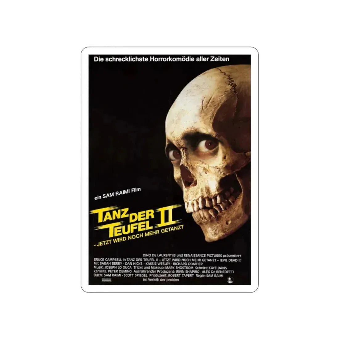 EVIL DEAD 2 (GERMAN) 1987 Movie Poster STICKER Vinyl Die-Cut Decal 2 Inch - The Sticker Space