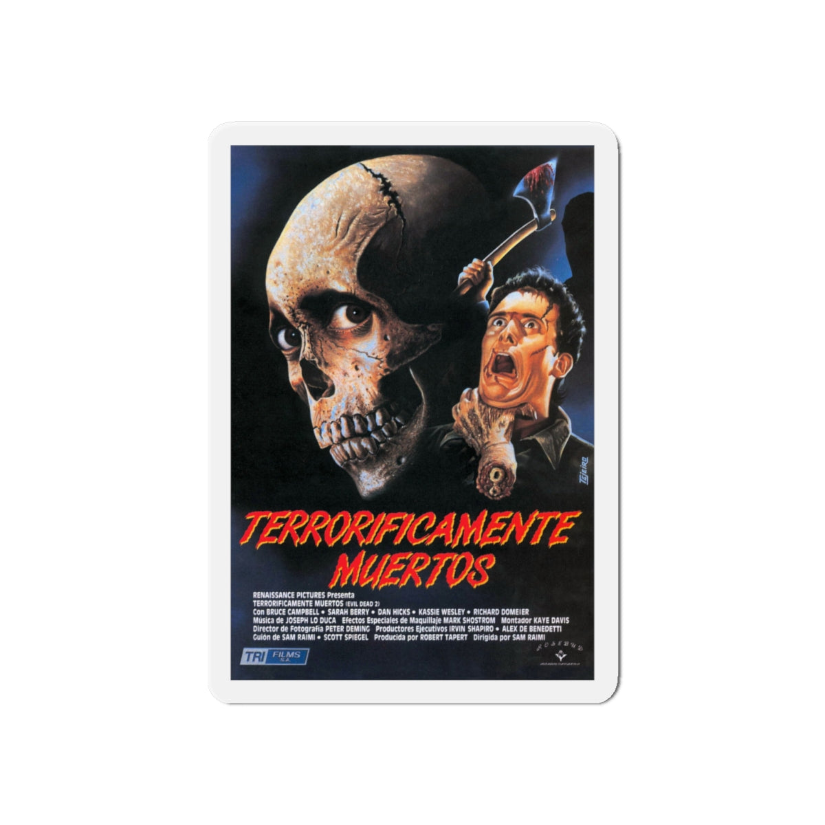 EVIL DEAD 2 (SPAIN) 1987 Movie Poster - Die-Cut Magnet-6 × 6"-The Sticker Space