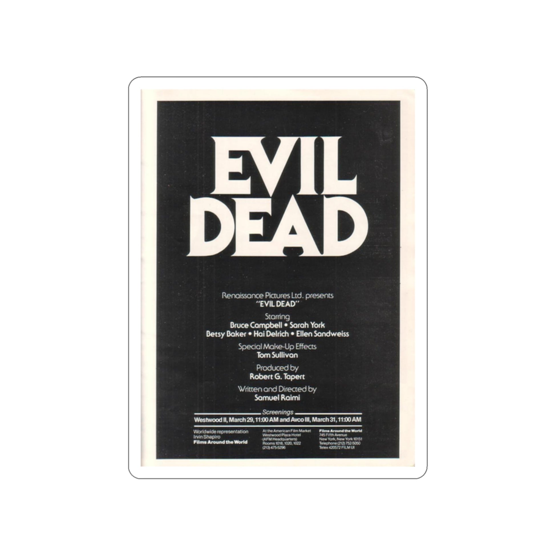 EVIL DEAD (3) 1981 Movie Poster STICKER Vinyl Die-Cut Decal-2 Inch-The Sticker Space