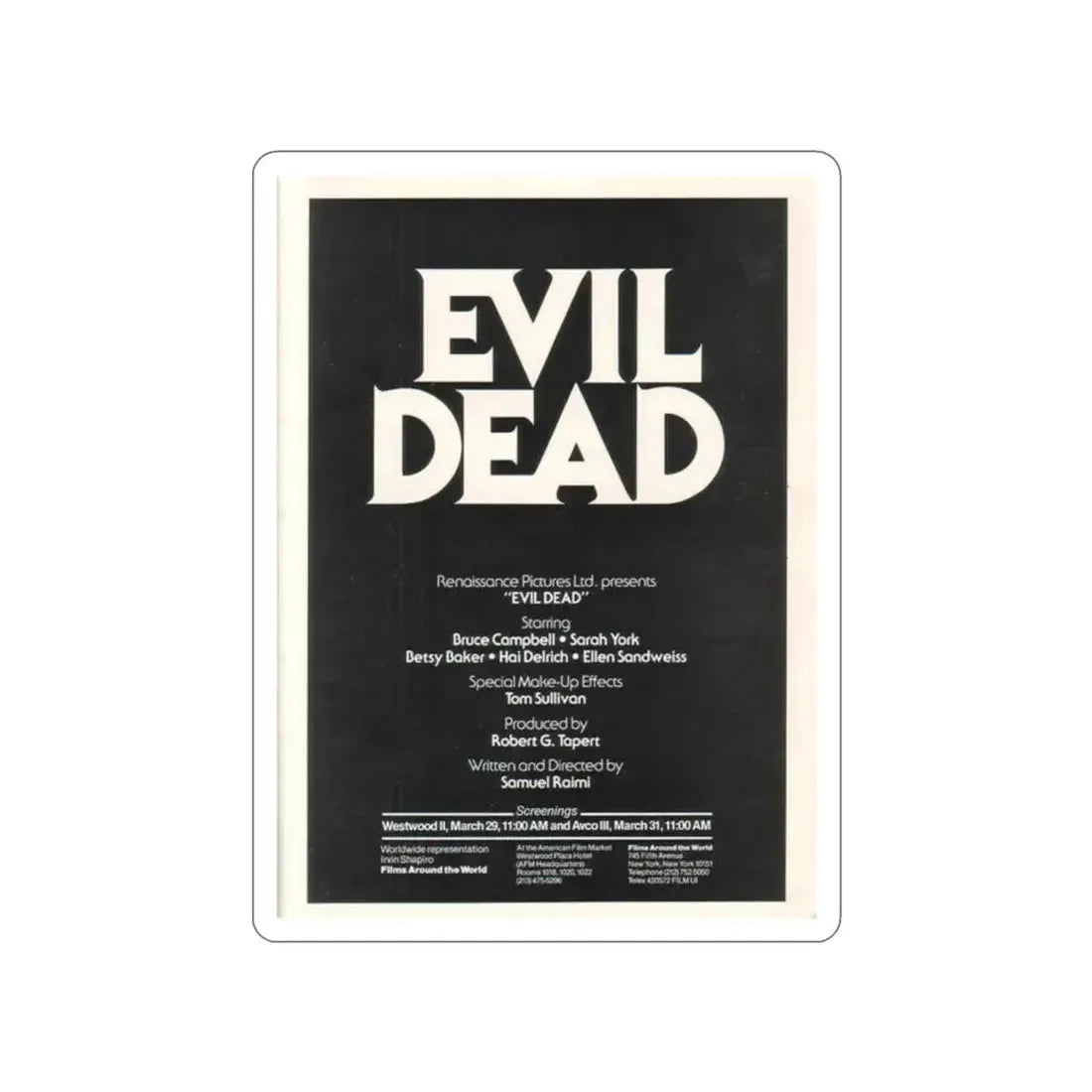EVIL DEAD (3) 1981 Movie Poster STICKER Vinyl Die-Cut Decal - The Sticker Space