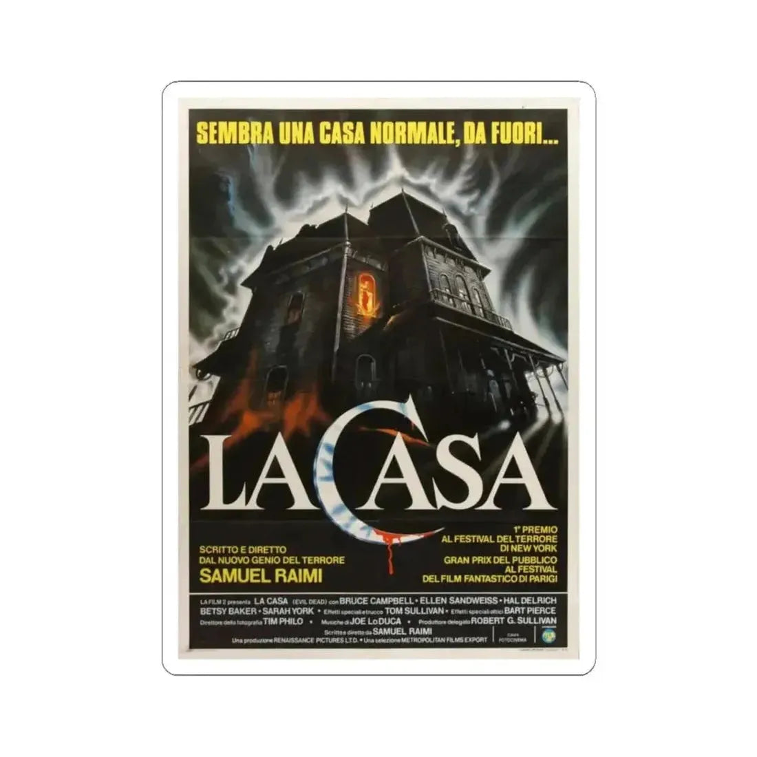 EVIL DEAD (ITALIAN) 2 1981 Movie Poster - STICKER Vinyl Kiss-Cut Decal 4 Inch White - The Sticker Space