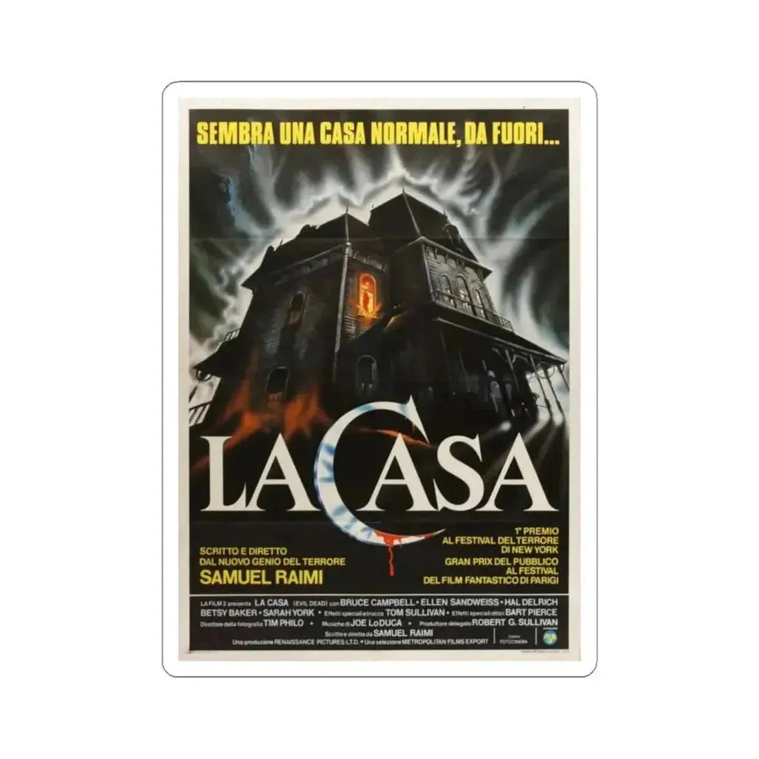 EVIL DEAD (ITALIAN) 2 1981 Movie Poster - STICKER Vinyl Kiss-Cut Decal 6 Inch White - The Sticker Space