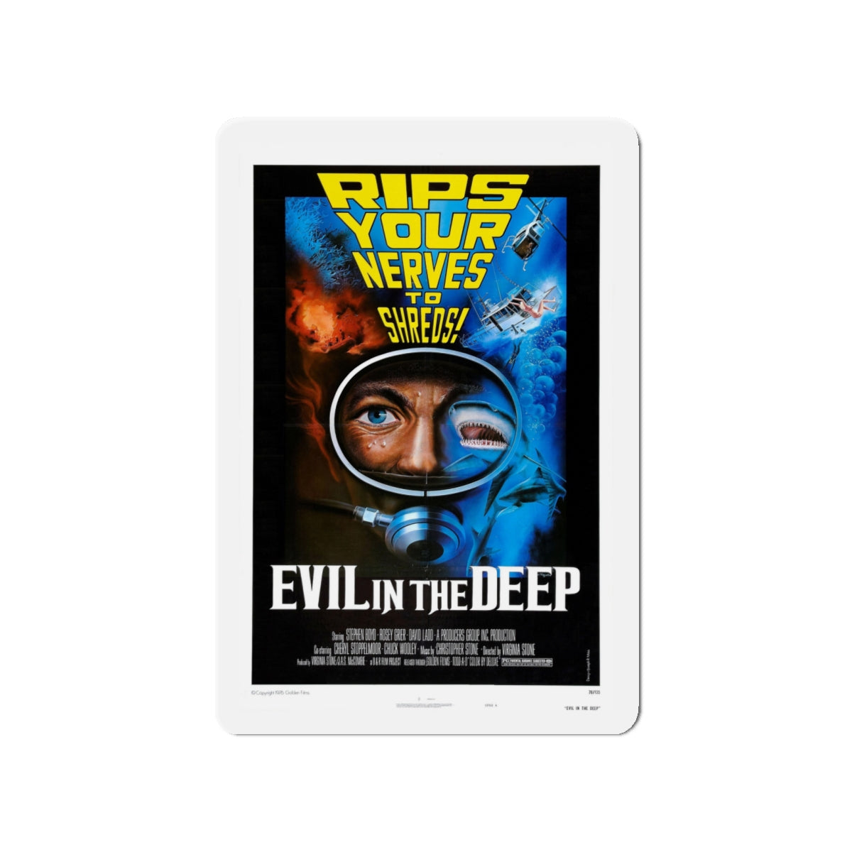 EVIL IN THE DEEP 1974 Movie Poster - Die-Cut Magnet-4" x 4"-The Sticker Space