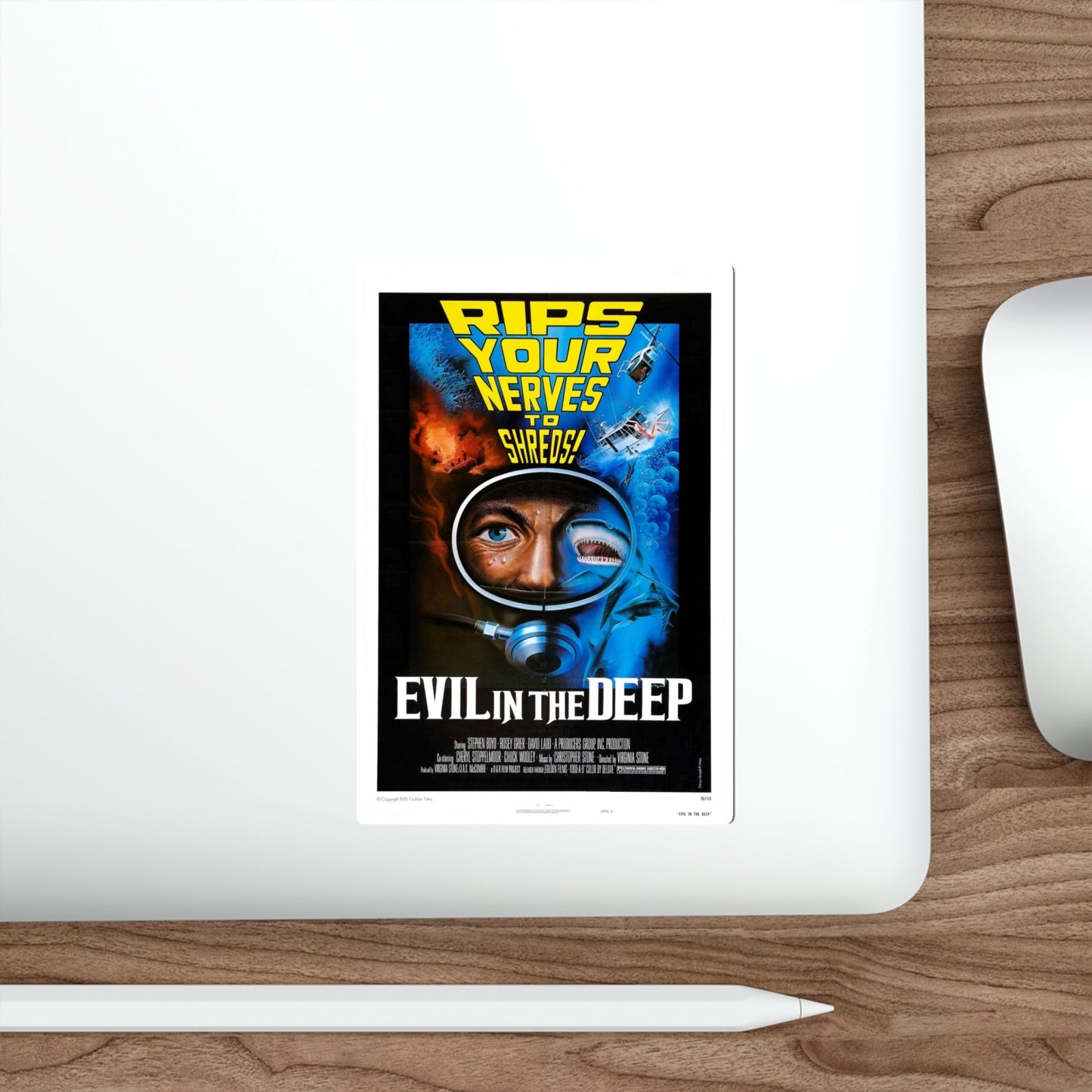 EVIL IN THE DEEP 1974 Movie Poster STICKER Vinyl Die-Cut Decal-The Sticker Space