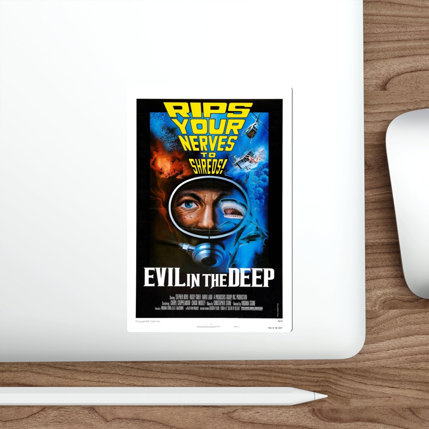 EVIL IN THE DEEP 1974 Movie Poster STICKER Vinyl Die-Cut Decal-The Sticker Space