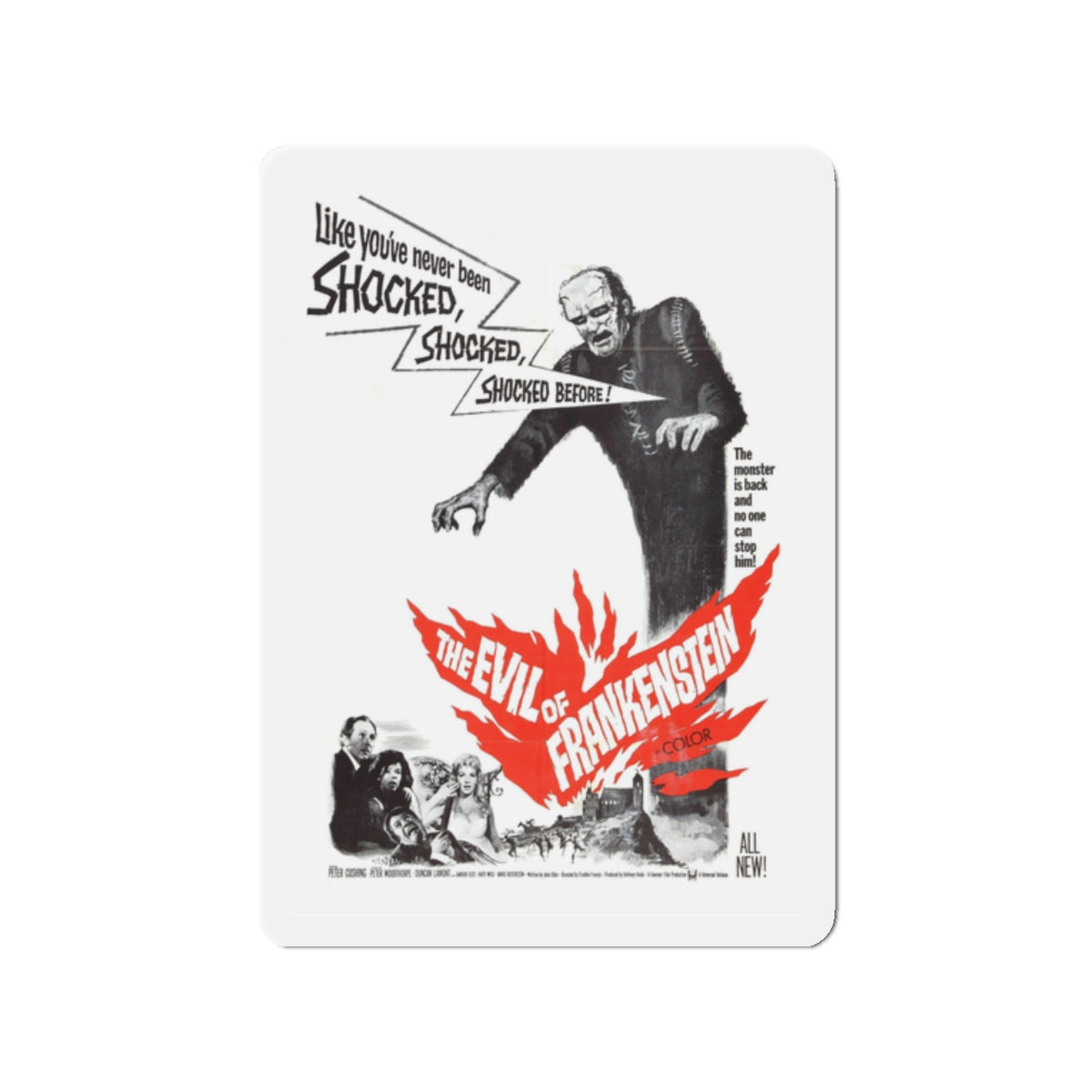 EVIL OF FRANKENSTEIN 1964 Movie Poster - Die-Cut Magnet-2" x 2"-The Sticker Space