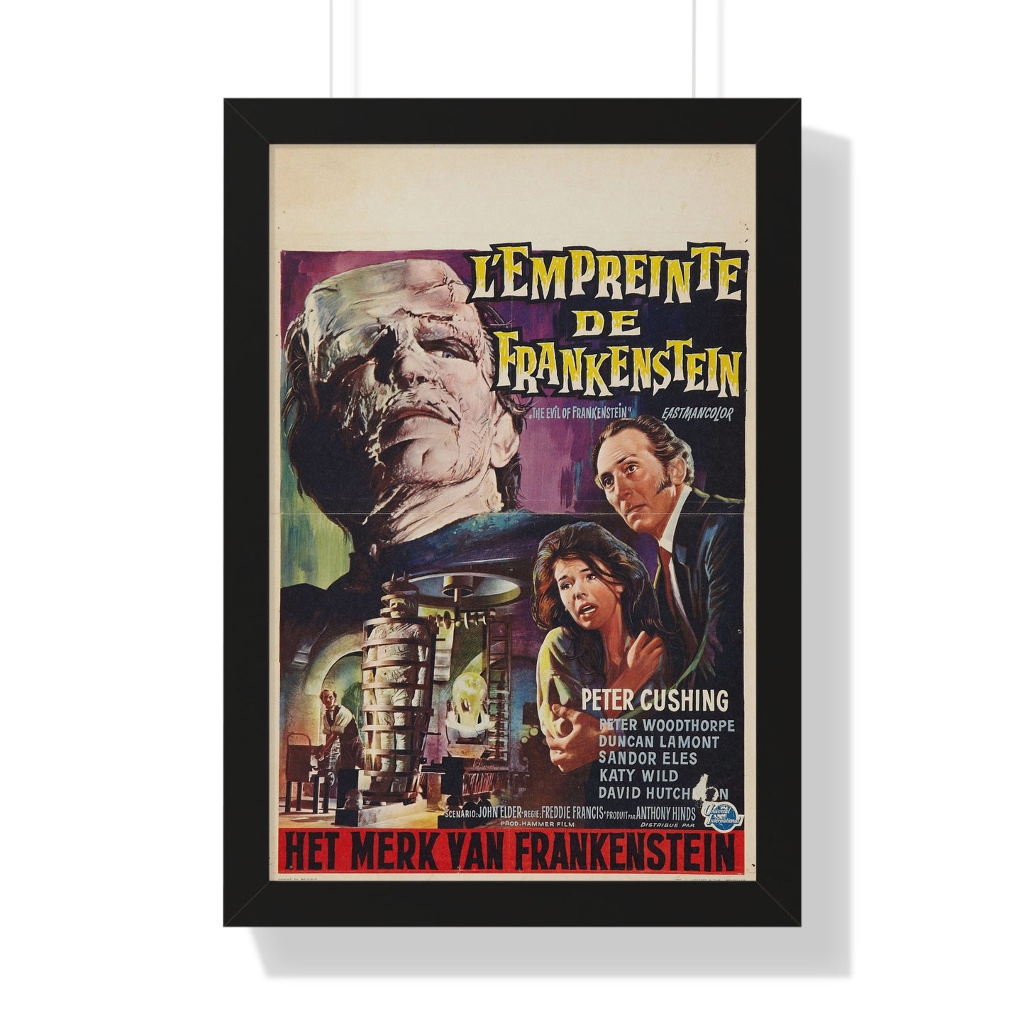 EVIL OF FRANKENSTEIN (BELGIAN) 1964 - Framed Movie Poster-16″ x 24″-The Sticker Space