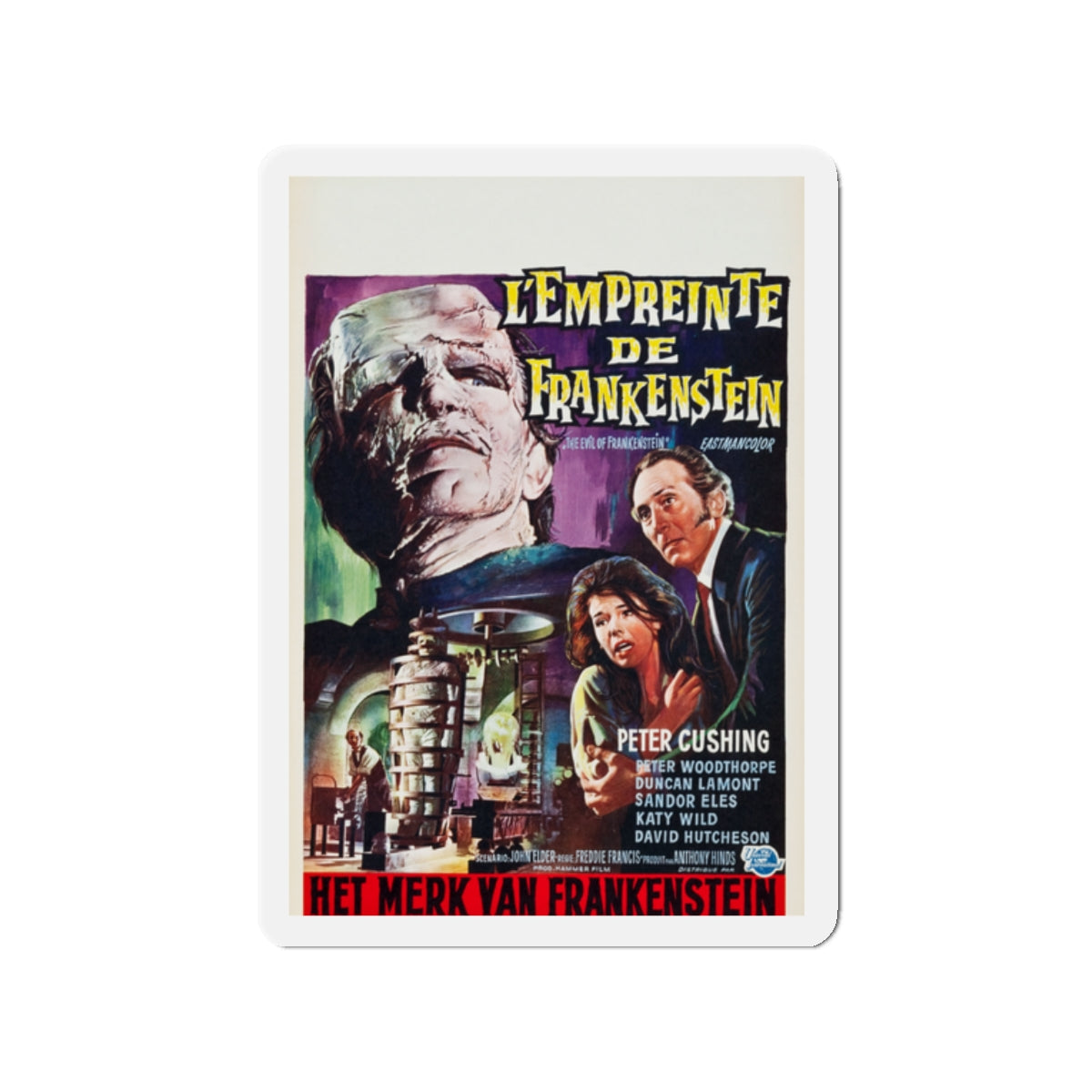 EVIL OF FRANKENSTEIN (BELGIAN) 1964 Movie Poster - Die-Cut Magnet-2" x 2"-The Sticker Space