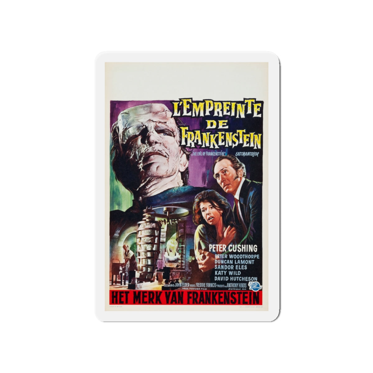 EVIL OF FRANKENSTEIN (BELGIAN) 1964 Movie Poster - Die-Cut Magnet-4" x 4"-The Sticker Space