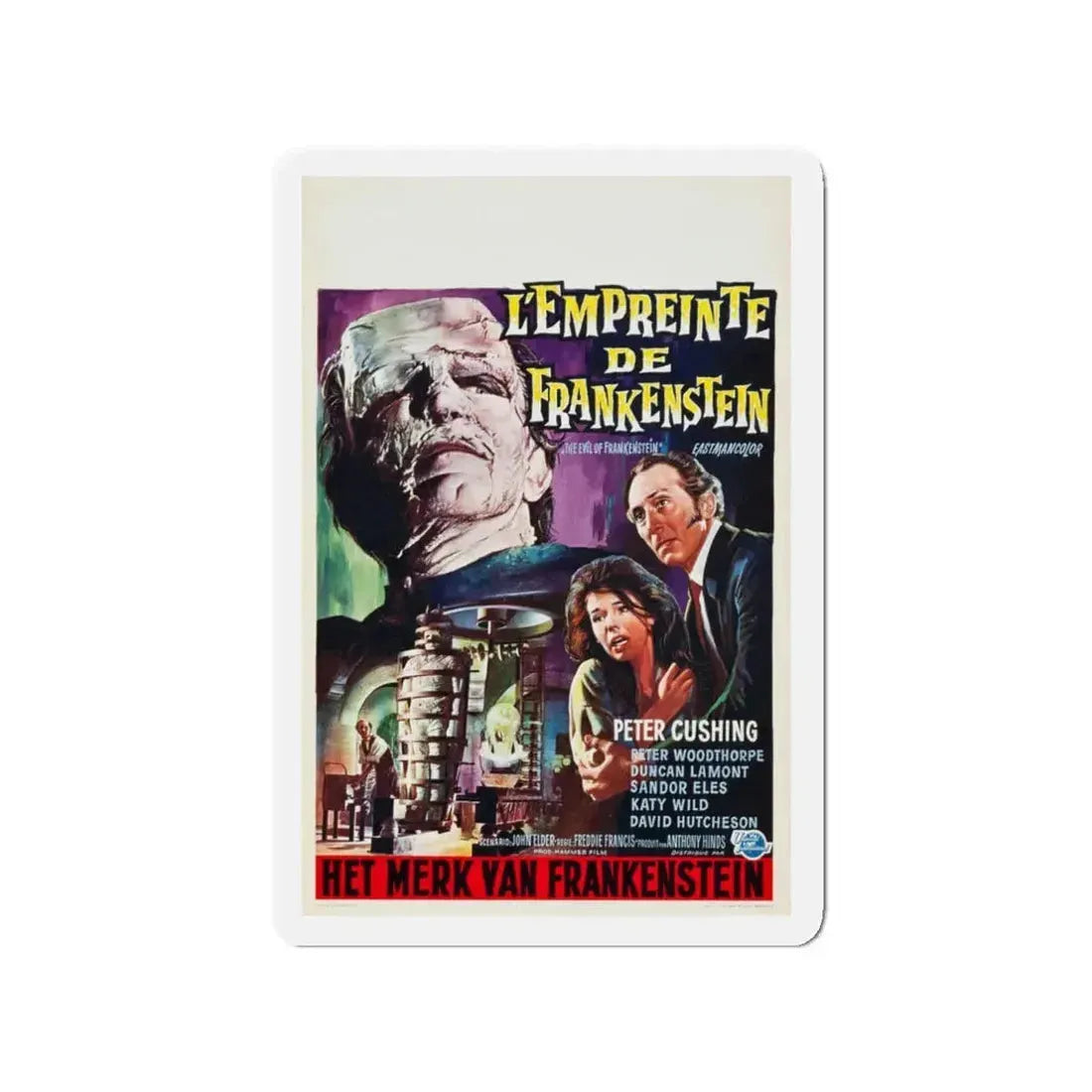 EVIL OF FRANKENSTEIN (BELGIAN) 1964 Movie Poster - Refrigerator Magnet 3 Inch - The Sticker Space