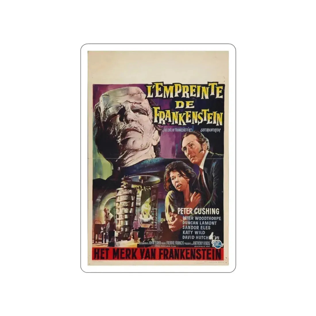 EVIL OF FRANKENSTEIN (BELGIAN) 1964 Movie Poster STICKER Vinyl Die-Cut Decal 2 Inch - The Sticker Space