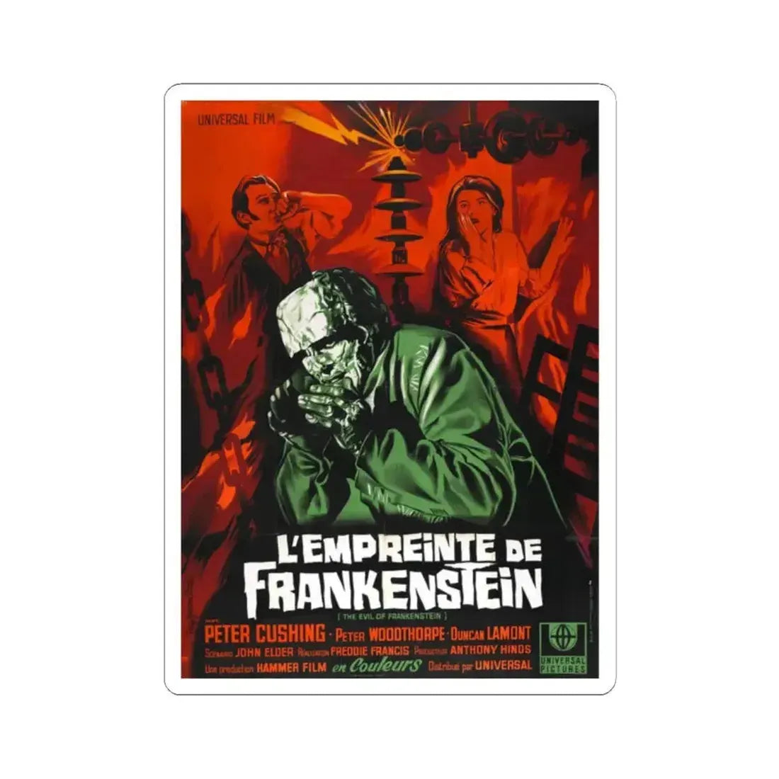 EVIL OF FRANKENSTEIN (FRENCH) 1964 Movie Poster - STICKER Vinyl Kiss-Cut Decal 2 Inch White - The Sticker Space