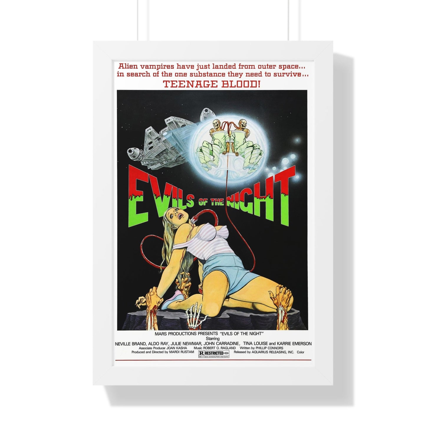 EVILS OF THE NIGHT 1985 - Framed Movie Poster-16″ x 24″-The Sticker Space