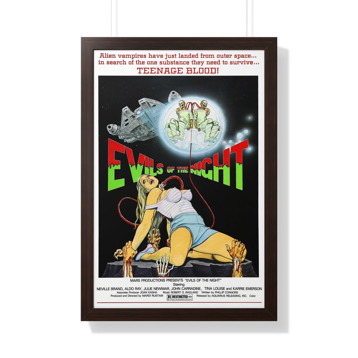 EVILS OF THE NIGHT 1985 - Framed Movie Poster-20" x 30"-The Sticker Space