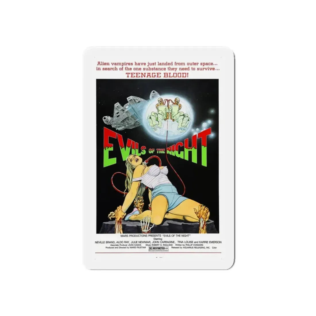 EVILS OF THE NIGHT 1985 Movie Poster - Refrigerator Magnet 6 Inch - The Sticker Space